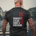 Whiskey Steak Guns & Freedom Patriotic Dad Grandpa Us Flag Mens Back Print T-shirt Gifts for Old Men