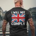 I Will Not Comply British Britain Uk Flag Vintage Men's T-shirt Back Print Gifts for Old Men