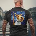 Wire Fox Terrier Noche Estrellada – Wire Fox Terrier Camiseta Hombre Estampado Espalda Regalos para ancianos