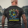 World Down Syndrome Day Awareness Socks Heart 21 March Men's T-shirt Back Print Gifts for Old Men