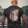 Yellow Labrador Labs Patriotic American Flag Dog 4Th Of July Men's T-shirt Back Print Gifts for Old Men