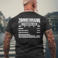 Zimmermann Stundenlohn Geselle Zimmerner Meister Gehalt T-Shirt mit Rückendruck Geschenke für alte Männer