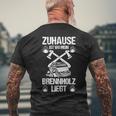 Zuhause Ist Wo Mein Brennholz Liegt Black T-Shirt mit Rückendruck Geschenke für alte Männer