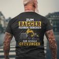 Zum Bagger Fahren Geboren Zur Schule Zwungen T-Shirt mit Rückendruck Geschenke für alte Männer