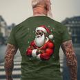 African American Santa Claus Family Christmas Black Men's T-shirt Back Print Gifts for Old Men