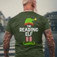 The Reading Elf Christmas Matching Party Book Reader Men's T-shirt Back Print Gifts for Old Men