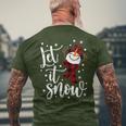 Snowman Let It Snow Snowflakes Merry Christmas Men's T-shirt Back Print Gifts for Old Men