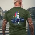 Weightlifting Unicorn Fitness Christmas Birthday Men's T-shirt Back Print Gifts for Old Men