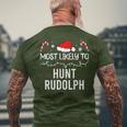 Most Likely To Hunt Rudolph Christmas Matching Pajamas Men's T-shirt Back Print Gifts for Old Men