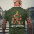 Merry Christmas Highland Cow Western Xmas Tree Pajama Men's T-shirt Back Print Gifts for Old Men