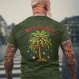 Merry Christmas Palm Tree Light Hawaiian Tropical Christmas Men's T-shirt Back Print Gifts for Old Men