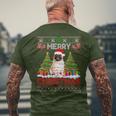 Merry Christmas Santa Light Pug Dog Family Ugly Sweater Men's T-shirt Back Print Gifts for Old Men