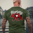 Mommy Bear Christmas Buffalo Plaid Red White & Black Men's T-shirt Back Print Gifts for Old Men