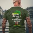 On The Naughty List And I Regret Nothing Elf Christmas Men's T-shirt Back Print Gifts for Old Men