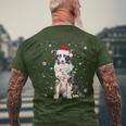 Santa Border Collie Christmas Tree Light Pajama Dog X-Mas Men's T-shirt Back Print Gifts for Old Men