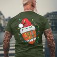 Santa Football Sports Ball Boys Christmas Xmas Lights Men's T-shirt Back Print Gifts for Old Men