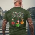 Santa Reindeer Elf Merry Christmas Lights Ornaments Balls Men's T-shirt Back Print Gifts for Old Men