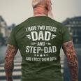 Two Titles Step Dad Bonus Dad Fathers Day Birthday Christmas Men's T-shirt Back Print Gifts for Old Men