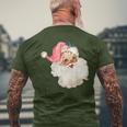 Vintage Pink Santa Claus Water Color Pink Christmas Men's T-shirt Back Print Gifts for Old Men