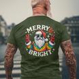 Vintage Retro Merry And Bright Hippie Santa Peace Christmas Men's T-shirt Back Print Gifts for Old Men