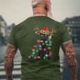 Xmas Reindeer Black Cat Christmas Lights Cat Lover Men's T-shirt Back Print Gifts for Old Men