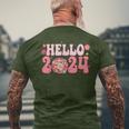 Year End Party Merry Christmas Happy New Year Hello 2024 Men's T-shirt Back Print Gifts for Old Men