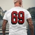 69 Number 69 Varsity Fan Sports Team White Jersey Men's T-shirt Back Print Gifts for Old Men