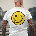70S Yellow Smile Face Cute Happy X Eyes Smiling Face Men's T-shirt Back Print Gifts for Old Men