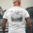 Alaska The Last Frontier With Float Plane Men's T-shirt Back Print Gifts for Old Men