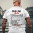 Bachelors Party Checklist Stag Do Party Games Men's T-shirt Back Print Gifts for Old Men