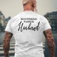 Boyfriend Fiancé Husband Just Married Wedding Matching Men's T-shirt Back Print Gifts for Old Men