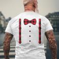 Buffalo Plaid Hearts Bow Tie & Suspenders Valentine's Day Men's T-shirt Back Print Gifts for Old Men