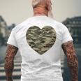Camo Heart Valentines Day Camoflauge Military Tactical Men's T-shirt Back Print Gifts for Old Men