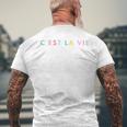 C'est La Vie Rainbow Men's T-shirt Back Print Gifts for Old Men