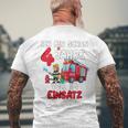 Children's Birthday Ich Bin Schon 4 Jahre Voll Im Einatz Fire Brigade T-Shirt mit Rückendruck Geschenke für alte Männer