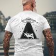 Cow Farmer Breeder Alien Shorthorn Cattle Ufo Men's T-shirt Back Print Gifts for Old Men