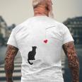 Cute Valentine's Day With A Cat Looking At A Heart Men's T-shirt Back Print Gifts for Old Men
