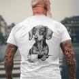 Dachshund Puppy Wiener With Coffee Men's T-shirt Back Print Gifts for Old Men
