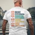 He Is Dad Brave Warrior Smart Wise Daddy Happy Father's Day Men's T-shirt Back Print Gifts for Old Men