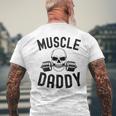 Damen Muscle Daddy Gewichtheber Skelett Langhantel Papa Workout Mit-Ausschnitt T-Shirt mit Rückendruck Geschenke für alte Männer