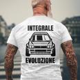 Delta Integrale Evoluzione Rally Auto White S T-Shirt mit Rückendruck Geschenke für alte Männer