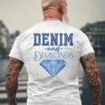 Denim Fabric Diamonds Stylish Skinny Jeans Lover Men's T-shirt Back Print Gifts for Old Men