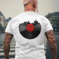 Detroit Vintage Michigan Skyline Vinyl Record Men's T-shirt Back Print Gifts for Old Men