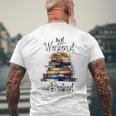 Distressed Quote My Weekend Is All Booked Reading Books Men's T-shirt Back Print Gifts for Old Men