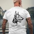 Dobermann Portrait Dog Portrait Dobie Dog White T-Shirt mit Rückendruck Geschenke für alte Männer