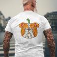 English Bulldog Pumpkin Mens Back Print T-shirt Gifts for Old Men