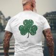 Faded Shamrock Lucky Clover St Patricks Day Mens Back Print T-shirt Gifts for Old Men