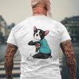 Father's Day Dog Dad Boston Terrier I Love Dad Tattoo Mens Back Print T-shirt Gifts for Old Men