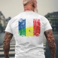 France Senegal Flags Half Senegalese French Roots Vintage Men's T-shirt Back Print Gifts for Old Men