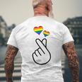 Gay Pride Month Human Lgbtq Korean Finger Heart K-Pop Love Men's T-shirt Back Print Gifts for Old Men